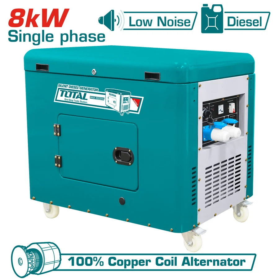 TOTAL TP280001 8.0kW Silent Diesel Generator - Single Phase Total